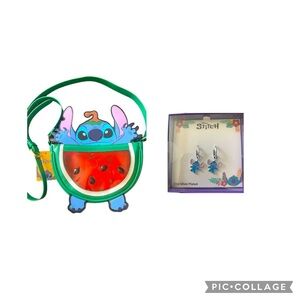 NWT-DISNEY-STITCH CROSSBODY & STITCH EARRINGS